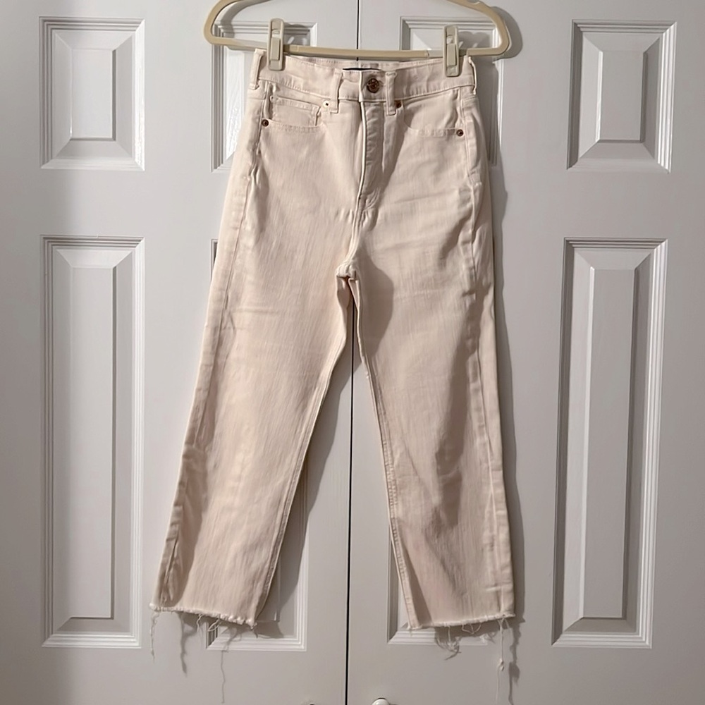 Express Ecru/Off White Super High Waisted Ankle Pants